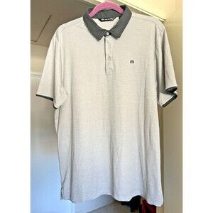 Travis Mathew Men's Golf Polo Shirt Gray Short Sleeve Size L Performance Casual